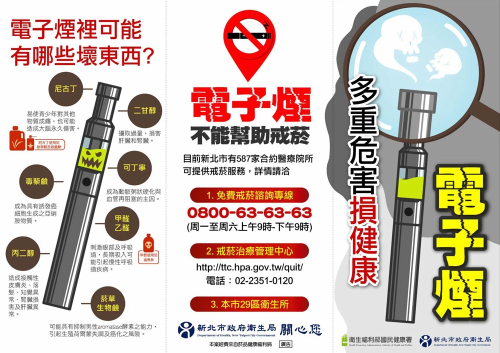 電子煙多重危害,損健康(圖:新北市衛生局)