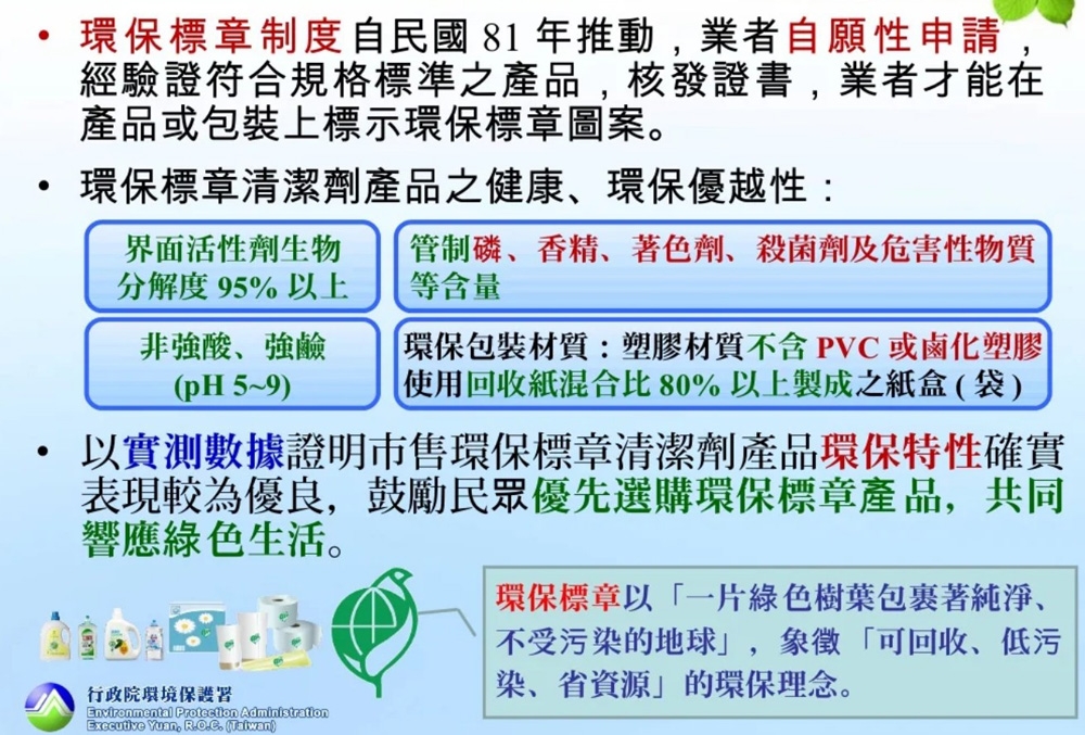 市售清潔劑檢測結果。環保標章產品勝出(圖:環保署)