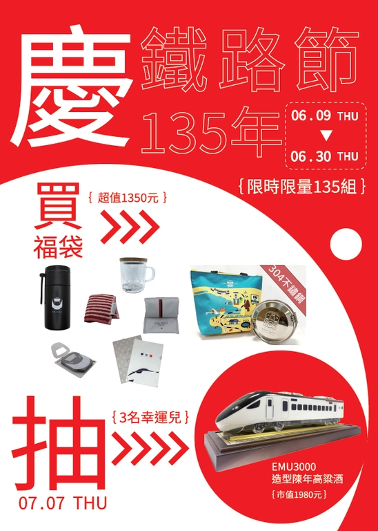 鐵路135周年1350超值福袋(圖:交通部臺鐵局)