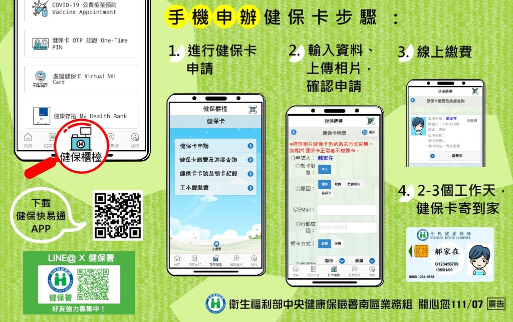 手機申辦健保卡步驟(圖:衛福部健保署)