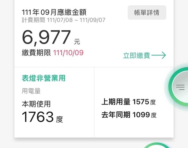 網友貼出自家帳單,比去年同期暴增664度。圖/摘自臉書「爆怨2公社」